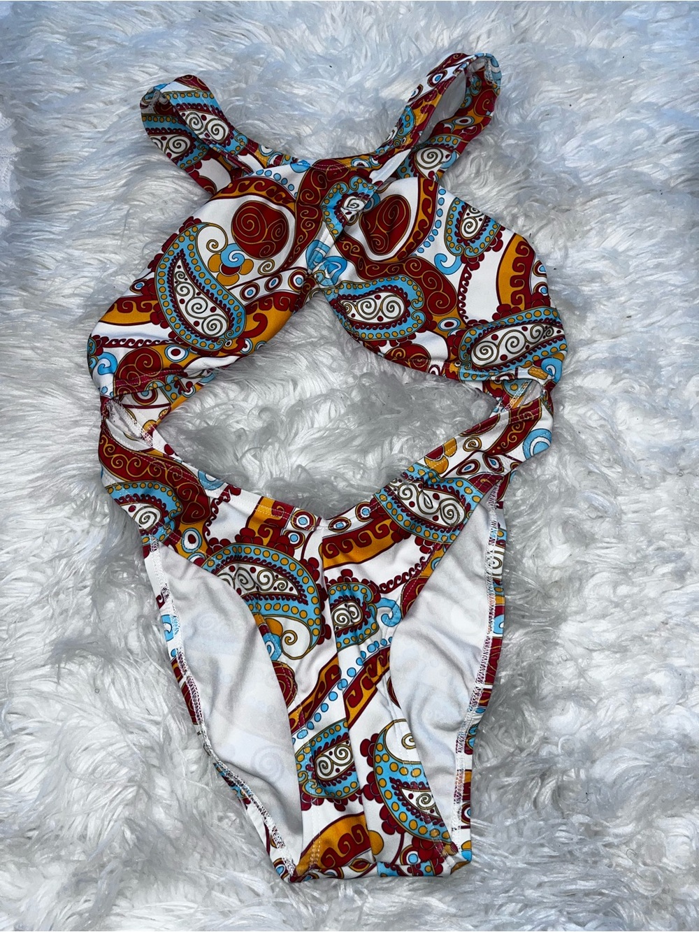 Women’s Paisley One-Piece Swimsuit - White Multicolor